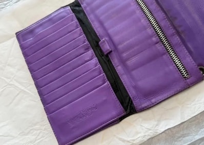 Chrome Hearts Wave Cross Ball Button Novelty Leather Wallet "Navy/Purple"