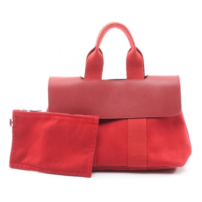エルメス HERMES ヴァルパライソPM ハンドバッグ バッグ キャンバス レザー トワルシェブロン / ヴァッシュリエジェ トワルシェブロン ルージュヴィフ □J刻印(2006年製造) レディース レッド系 【中古】