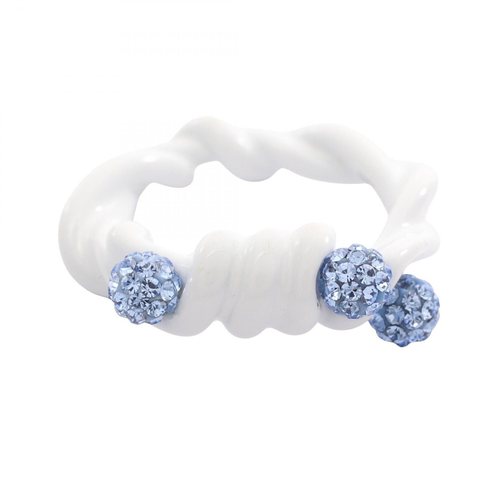 ジバンシィ GIVENCHY TWISTED RING リング・指輪 ジュエリー 真鍮 / ラインストーン レディース ホワイト系 / ブルー系 【中古】