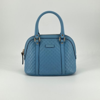 GUCCI(グッチ) マイクログッチシマ ミニ ドーム サッチェル 449654 ハンドバッグ ミネラルブルー
