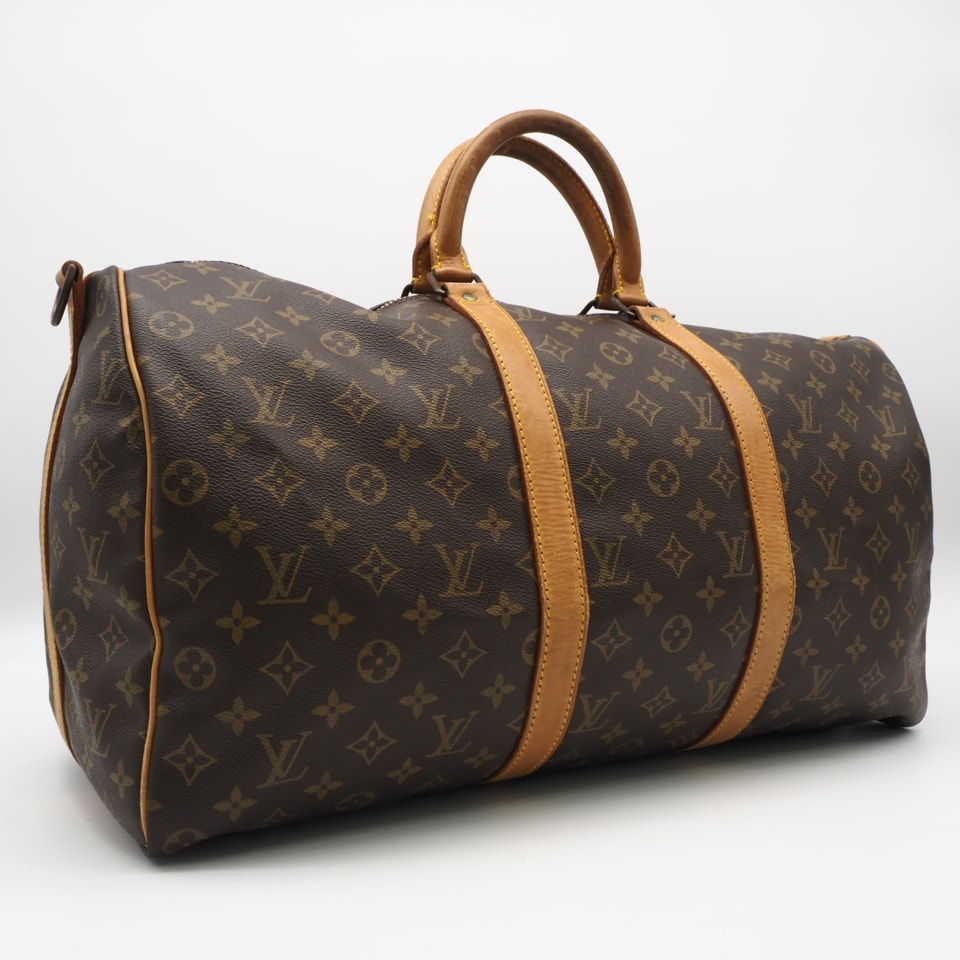 LOUIS VUITTON ルイ・ヴィトン モノグラム キーポル バンドリエール50 M41416 ボストンバッグ ブラウン ベージュ コーティングキャンバス レザー レディース