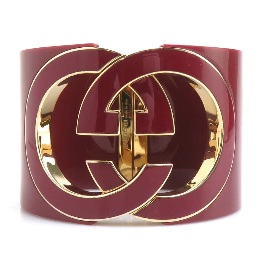 グッチ GUCCI バングル インターロッキングG プラスチック ボルドー レディース【中古】 r11229a