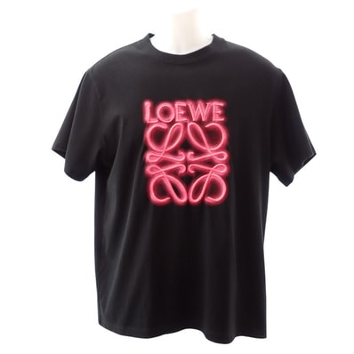 ロエベ ネオン アナグラム 刺繍 Tシャツ S ブラック【中古】【Aランク】