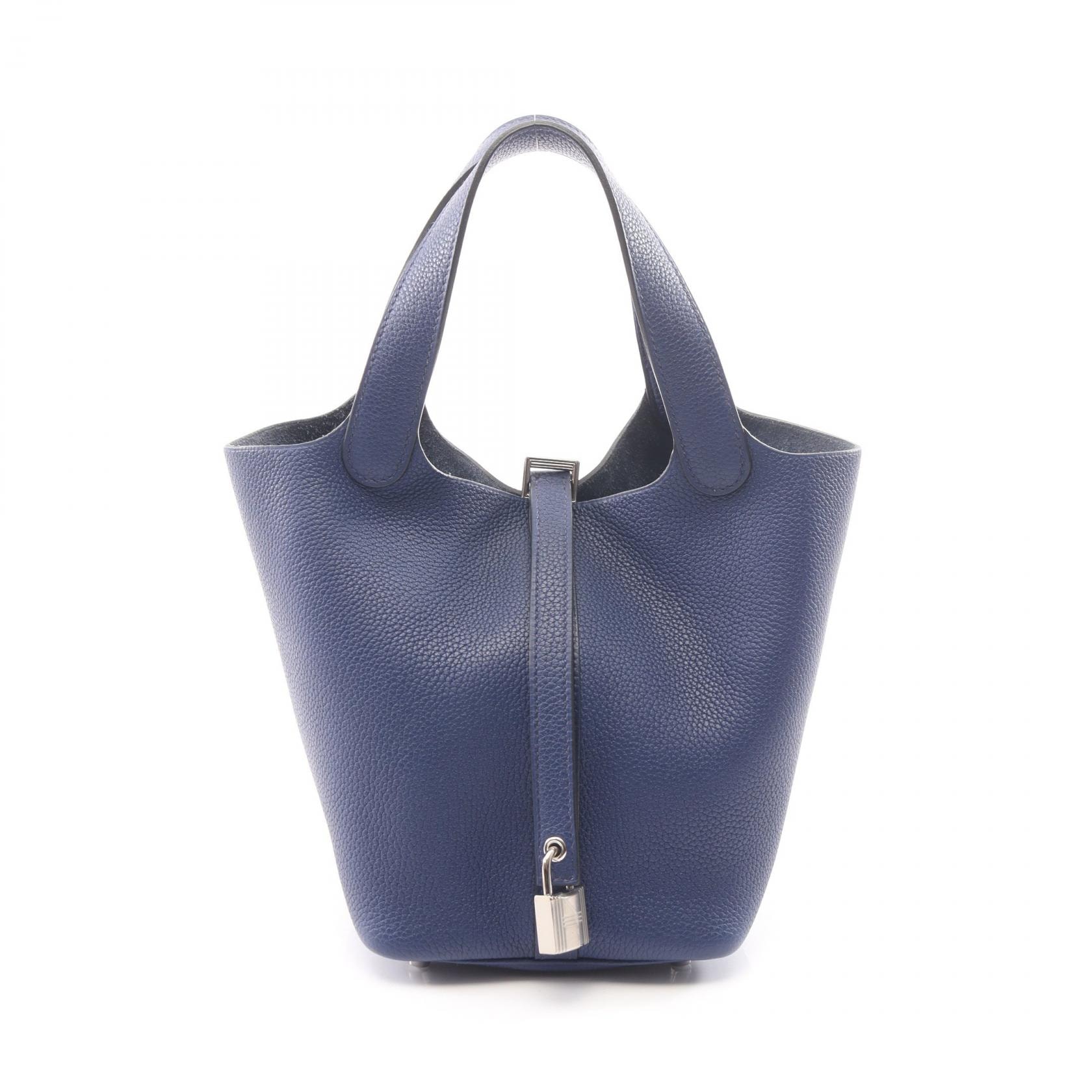 エルメス HERMES ピコタンロックPM ハンドバッグ バッグ レザー トリヨンクレマンス トリヨンクレマンス ブルーアンクル D刻印(2019年製造) レディース ブルー系 【中古】