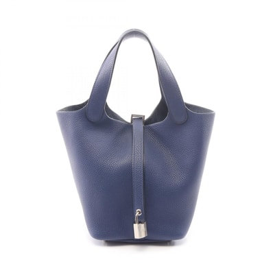 エルメス HERMES ピコタンロックPM ハンドバッグ バッグ レザー トリヨンクレマンス トリヨンクレマンス ブルーアンクル D刻印(2019年製造) レディース ブルー系 【中古】