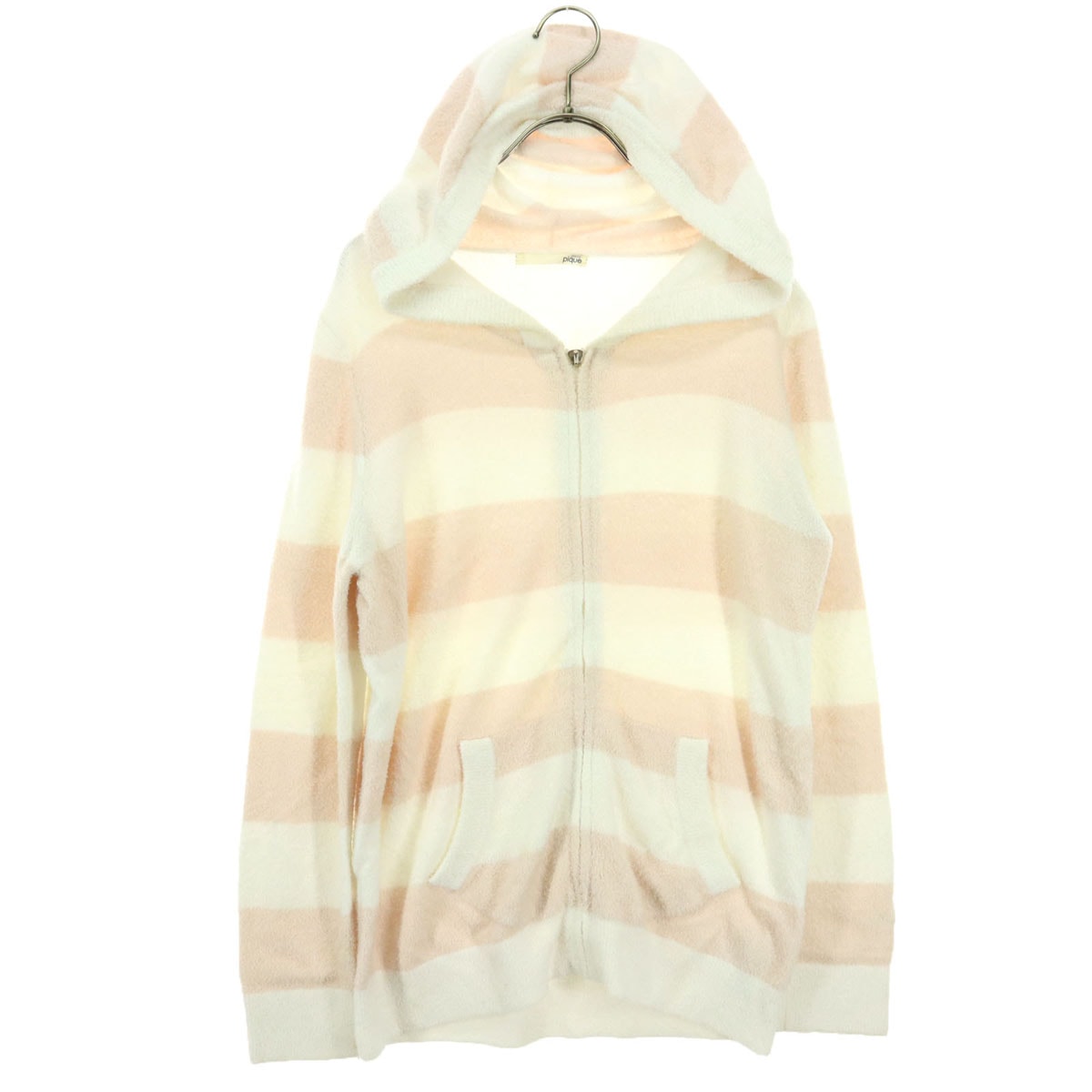 gelato pique ジェラートピケ ボーダー柄 長袖 ジップパーカー F ピンク ルームウェア