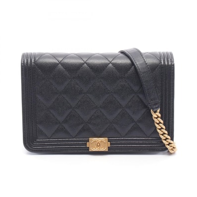 シャネル CHANEL ボーイシャネル マトラッセ ショルダーバッグ バッグ キャビアスキン(グレインドカーフ) レディース ブラック系 A81969 【中古】