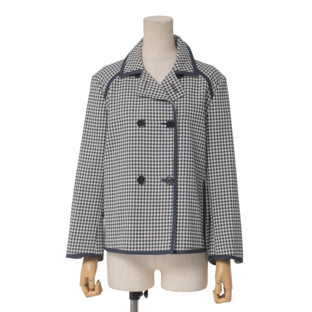 【マックスマーラ】白タグ　クチートアマーノ　ノーカラー　ジャケット　千鳥格子36 人気✨マックスマーラ クチートアマーノ ジャケット ダブルフェイス