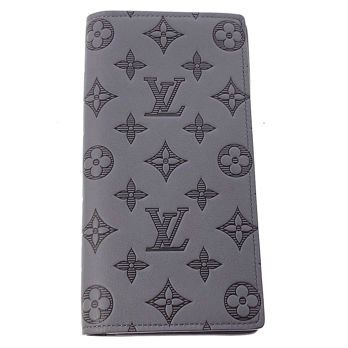 LOUIS VUITTON ルイ・ヴィトン ポルトフォイユ ブラザ 長財布 M81335 モノグラムシャドウ グレー メンズ【中古】