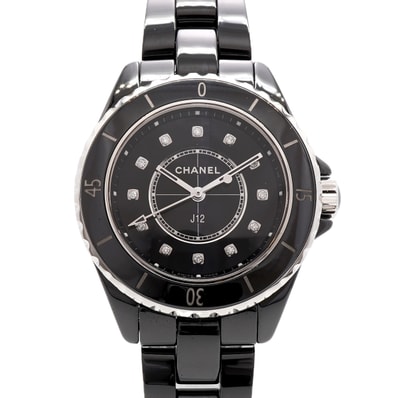 【6wib0100】シャネル J12 12Pダイヤ H5701 黒文字盤【中古】腕時計 レディース