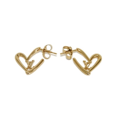 LOUIS VUITTON ルイ・ヴィトン ブックル ドレイユ ハート フォーリンラブ PM LVシグネチャー GP フープ スタッド LVロゴ メッキ ゴールド ピアス M00463