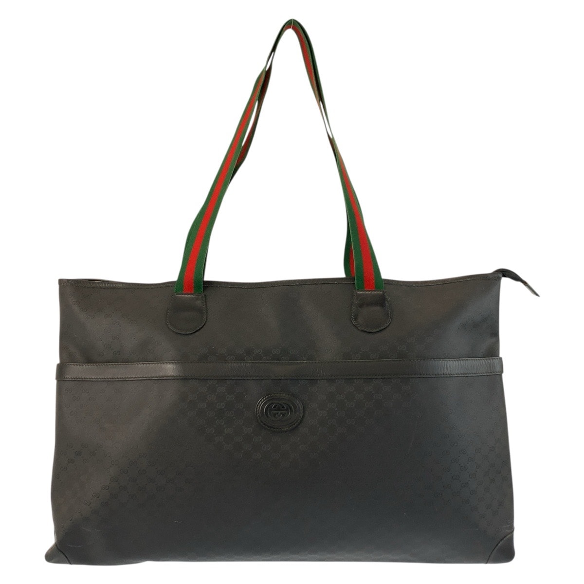 美品 GUCCI グッチ ヴィンテージ マイクロGG シェリーライン ブラック 黒 PVC トートバッグ ショルダーバッグ ボストンバッグ 602862 【中古】