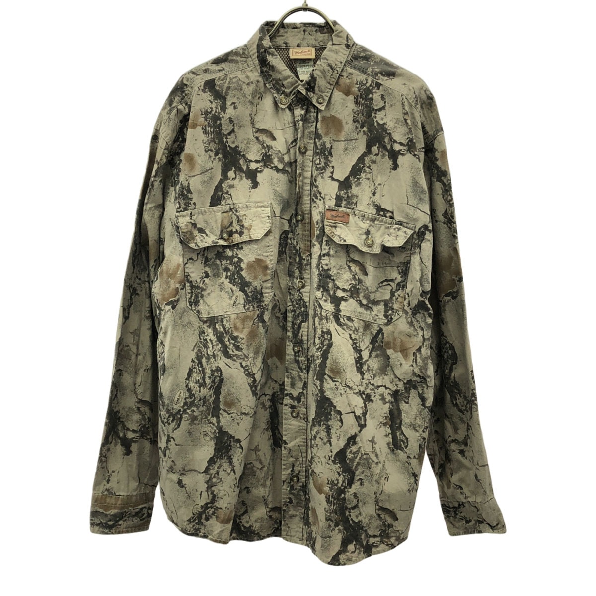 WOOLRICH ウールリッチ 90s オールド ムラ染め 長袖 ボタンダウンシャツ L グレー系 ヨーク裏メッシュ