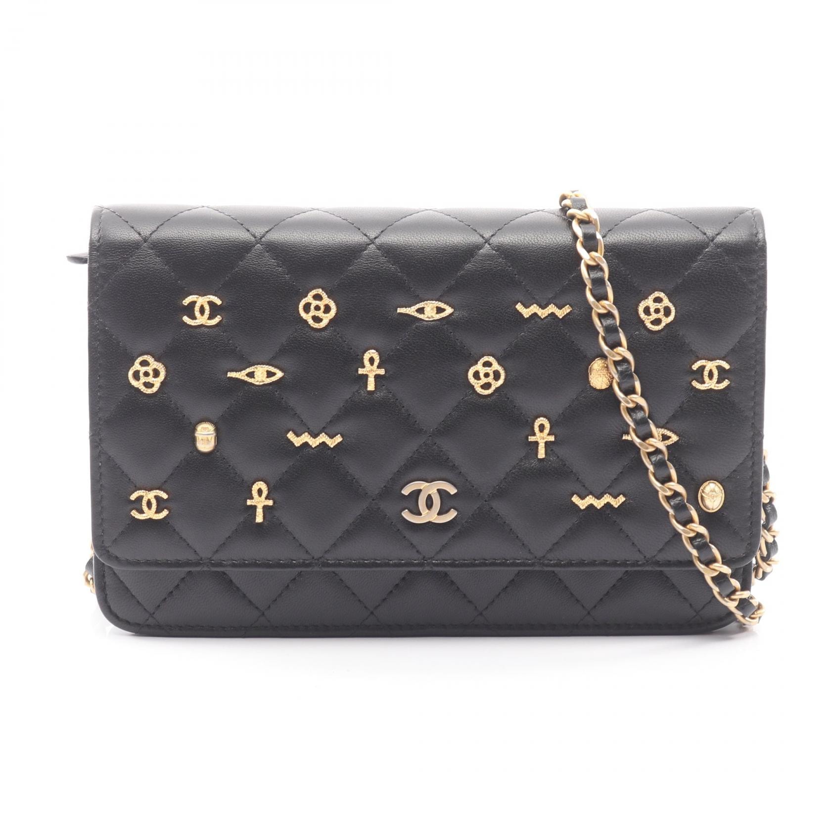 シャネル CHANEL マトラッセ エジプトチャーム ショルダーバッグ バッグ ラムスキン(羊革) レディース ブラック系 【中古】