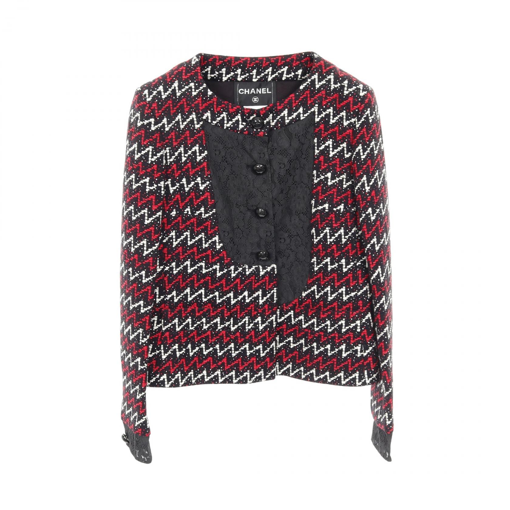 シャネル CHANEL 衣料品 アウター アクリル / ポリエステル レディース ブラック系 / レッド系 / ホワイト系 P51026 【中古】