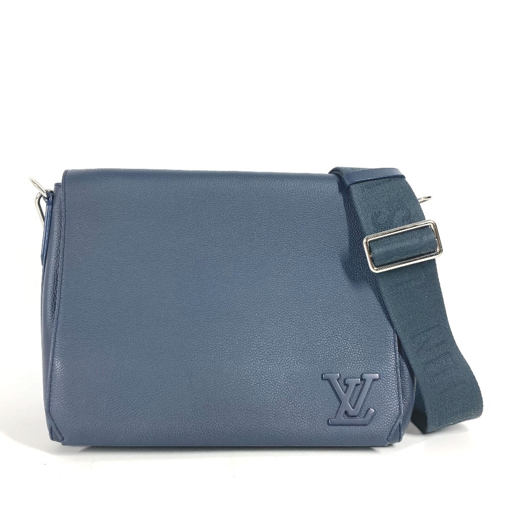 ルイヴィトン LOUIS VUITTON テイクオフ メッセンジャー M21363 LV アエログラム 斜め掛け カバン フラップ ショルダーバッグ レザー ネイビー