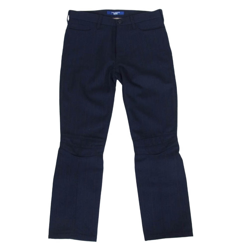 JUNYA WATANABE COMME des GARCONS MAN ジュンヤワタナベコムデギャルソンマン 26SS AD2025 WQ-P025 WOOL STRIPE ウールストライプ バイカー スラックスパンツ ネイビー系 S【中古】