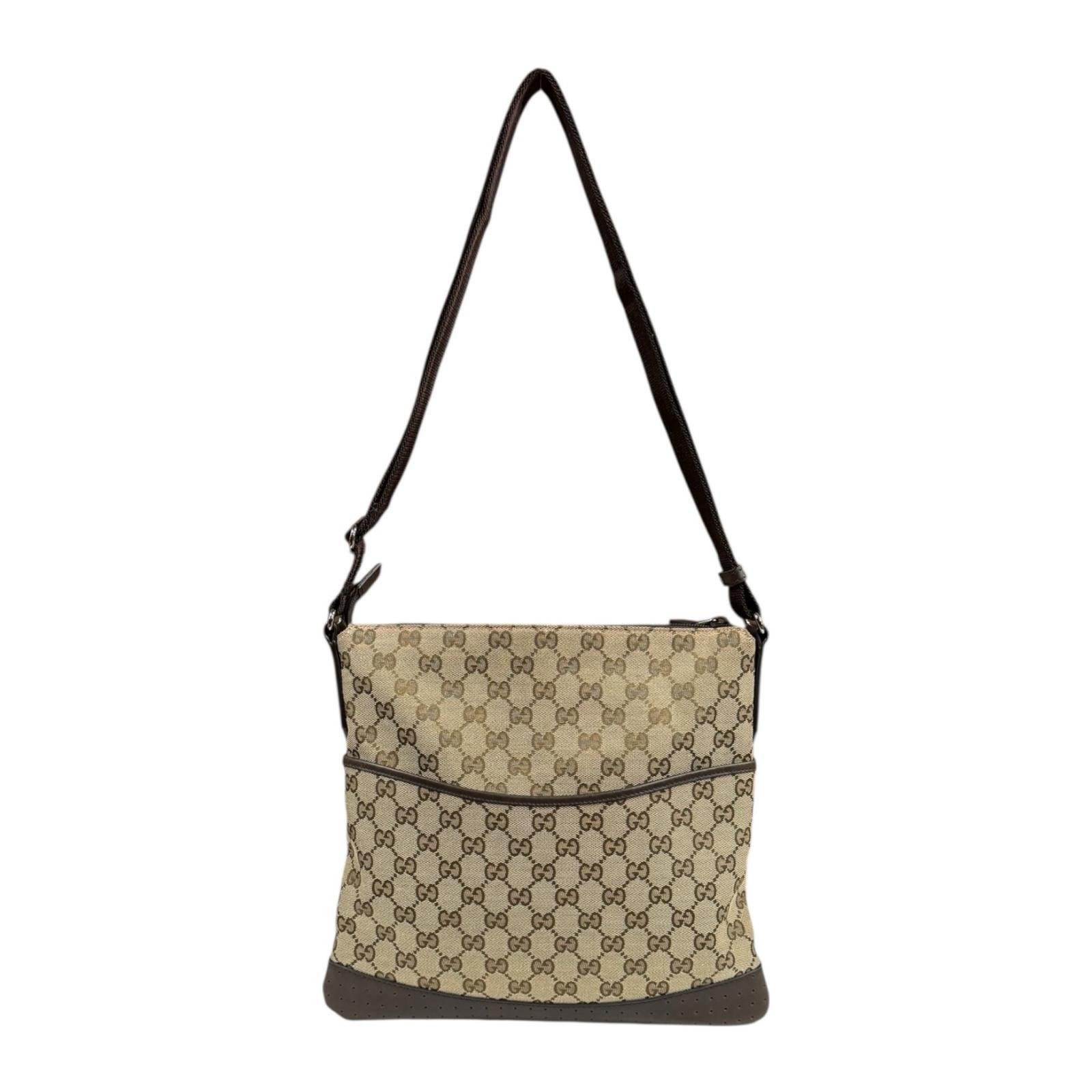 グッチ GGキャンバス ショルダーバッグ GGキャンバス 145857 ブラウン レディース GUCCI 中古