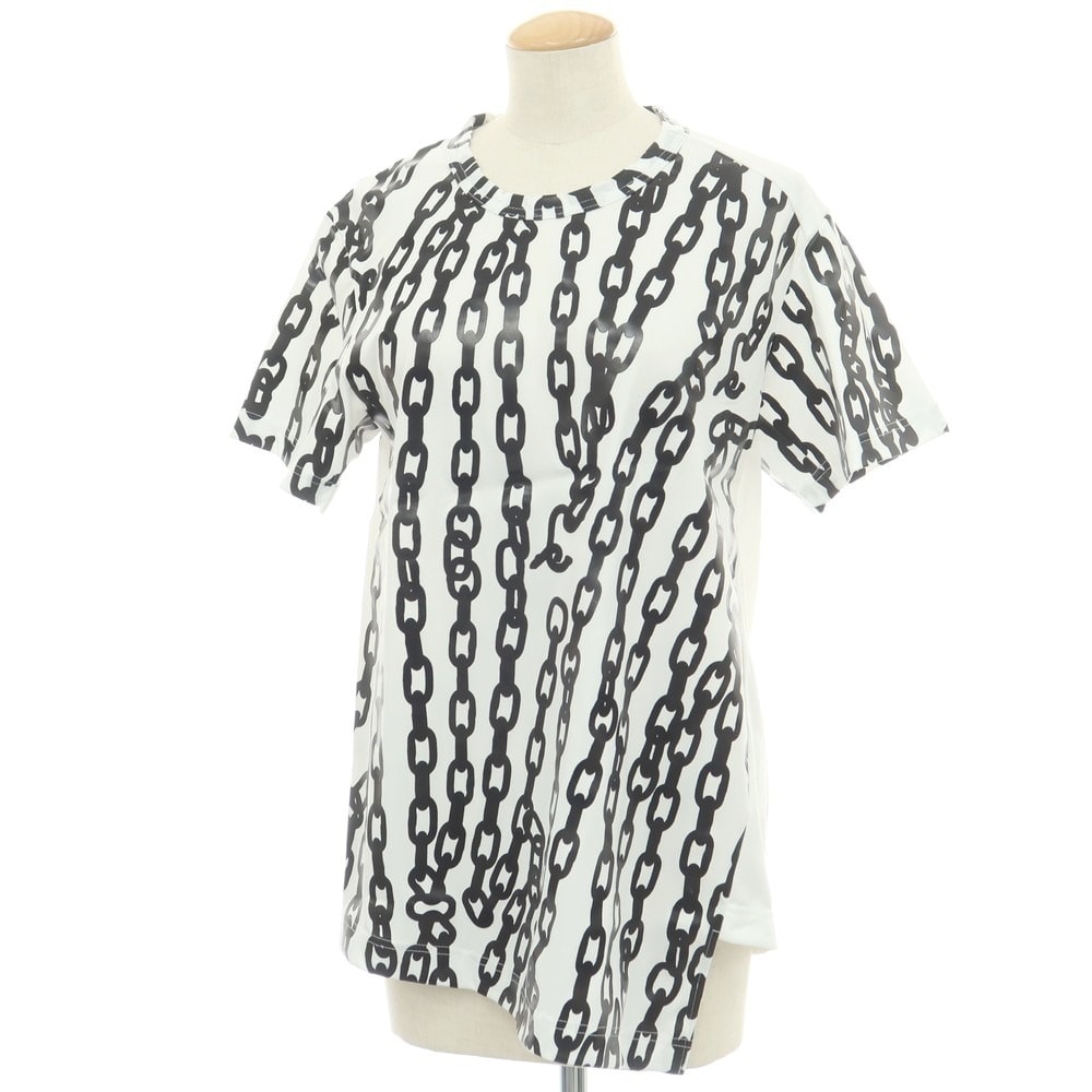 【中古】コムデギャルソン COMME des GARCONS 2024年秋冬 ポリエステル クルーネック 半袖Tシャツ ホワイトxブラック【サイズS】【レディース】