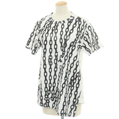 【中古】コムデギャルソン COMME des GARCONS 2024年秋冬 ポリエステル クルーネック 半袖Tシャツ ホワイトxブラック【サイズS】【レディース】