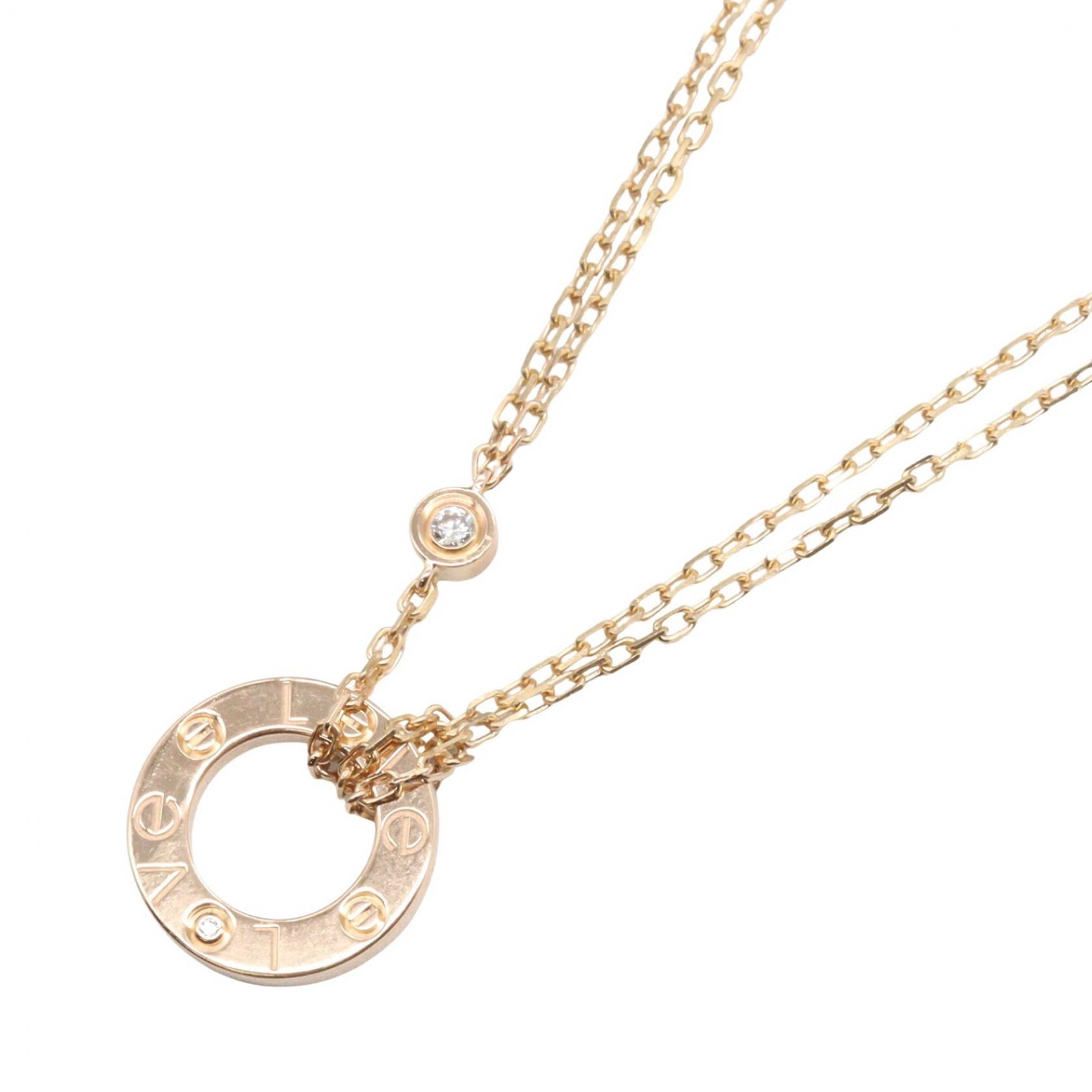 カルティエ CARTIER ラブサークル 2Pダイヤ ネックレス ネックレス ジュエリー K18PG(ピンクゴールド) ダイヤモンド レディース ゴールド系 / クリア系 【中古】
