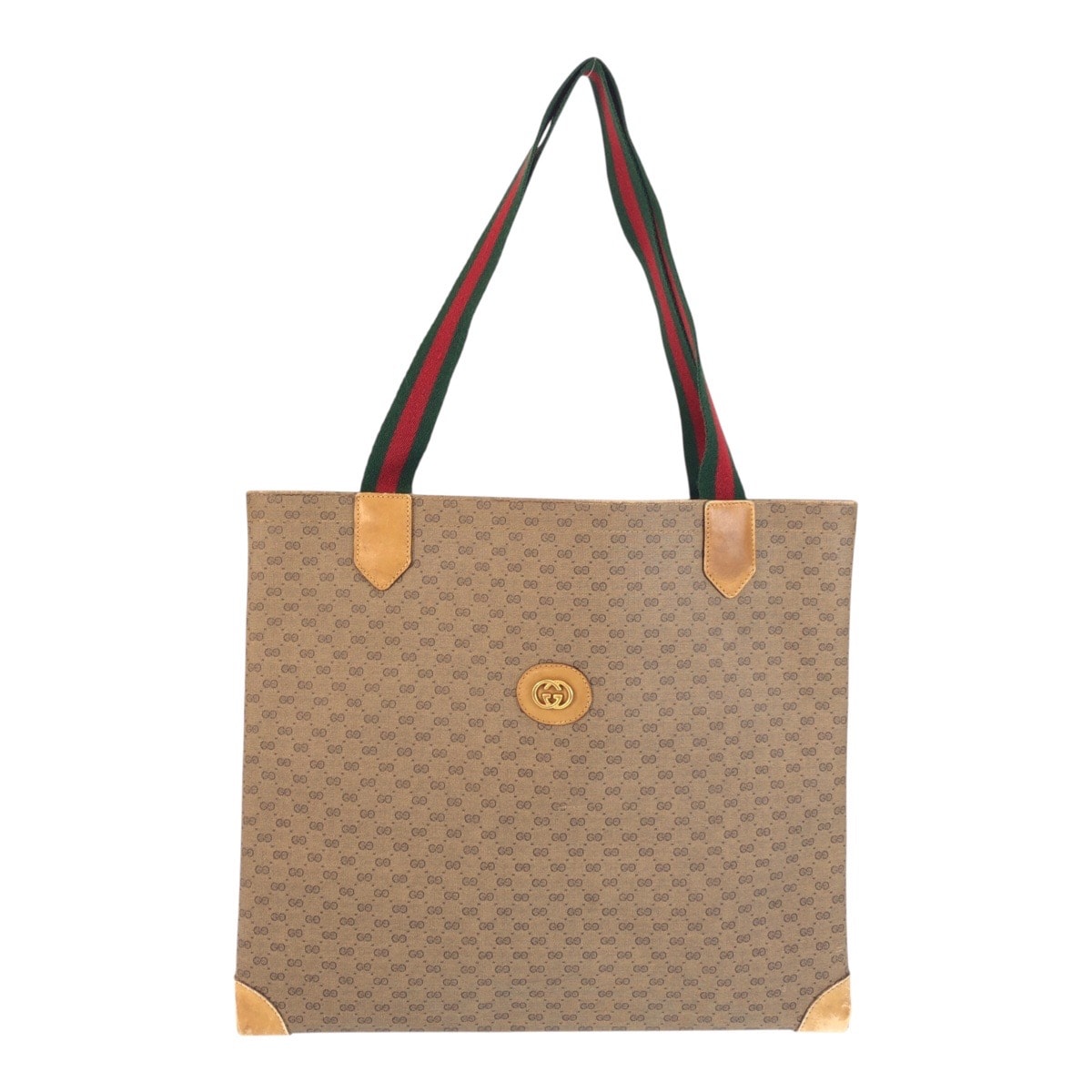 GUCCI グッチ ヴィンテージ シェリーライン マイクロGG ベージュ グリーン レッド GGスプリームキャンバス トートバッグ ショルダーバッグ 602153 【中古】