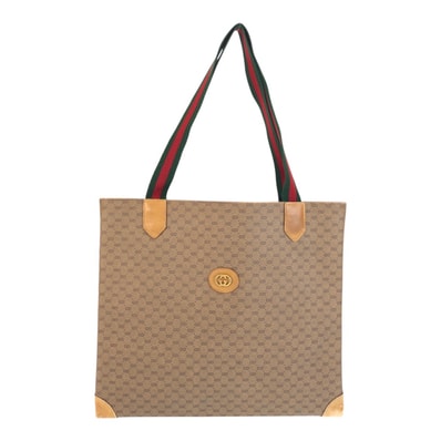 GUCCI グッチ ヴィンテージ シェリーライン マイクロGG ベージュ グリーン レッド GGスプリームキャンバス トートバッグ ショルダーバッグ 602153 【中古】