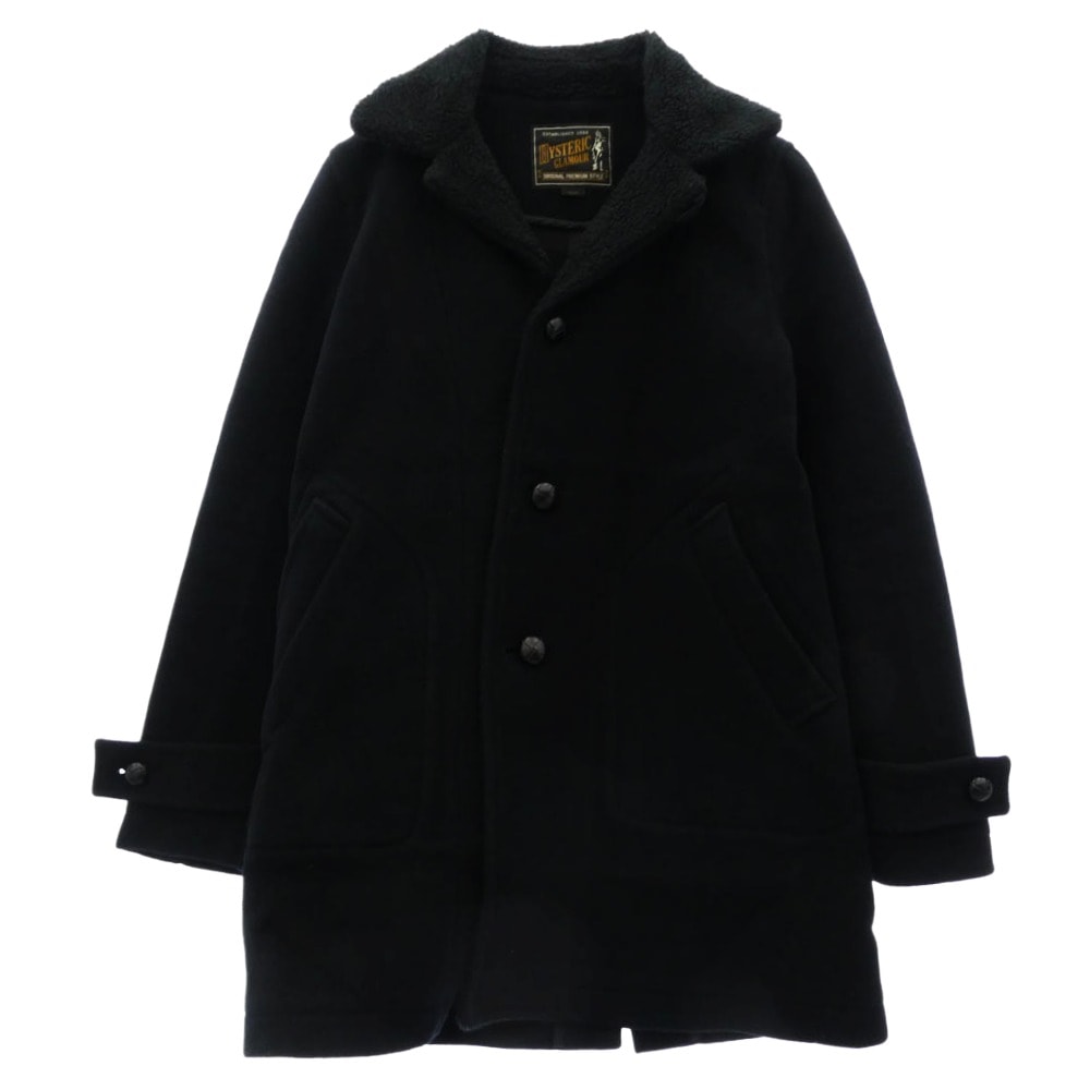 HYSTERIC GLAMOUR ヒステリックグラマー コート 0253AC06 裏ボア 裏地チェック メルトン ランチコート ブラック系 S【中古】