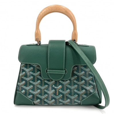 GOYARD ゴヤール 2WAY サイゴン ミニ ミニハンドバッグ ショルダーバッグ 肩掛け 斜め掛け ヘリンボーン コーティングキャンバス レザー グリーン 緑 シルバー金具 レディース【中古品】