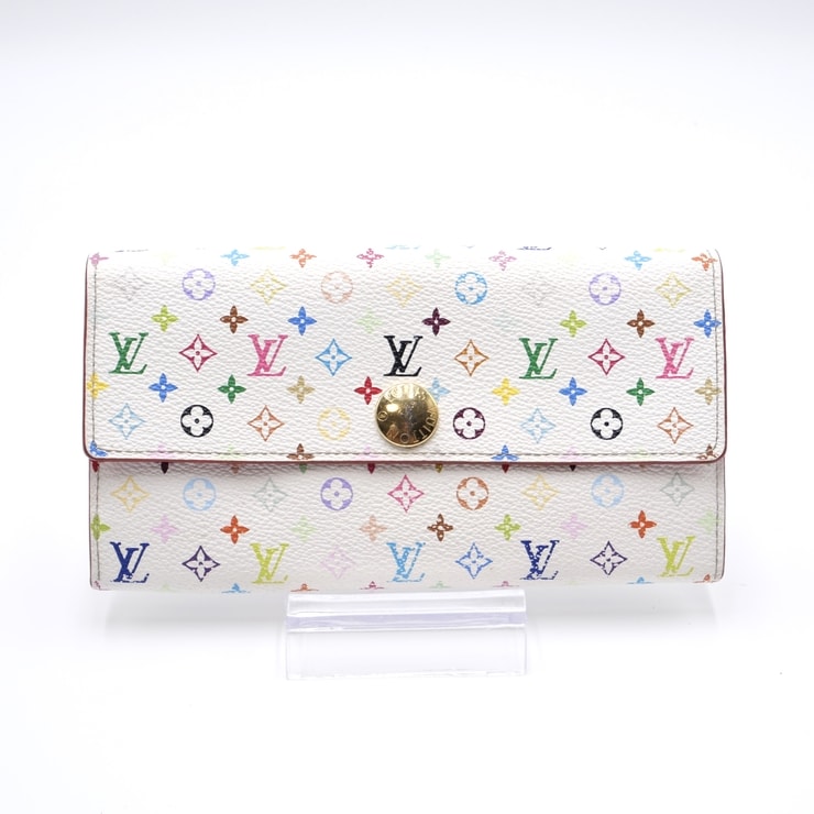 LOUIS VUITTON(ルイ・ヴィトン)ポルトフォイユ・サラ モノグラム・マルチカラー ヴィンテージ 二つ折り長財布 ブロン ホワイト ピンク PVC レザー ゴールド金具 レディース【中古】