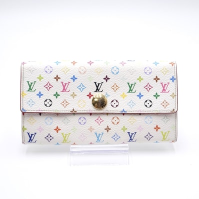LOUIS VUITTON(ルイ・ヴィトン)ポルトフォイユ・サラ モノグラム・マルチカラー ヴィンテージ 二つ折り長財布 ブロン ホワイト ピンク PVC レザー ゴールド金具 レディース【中古】