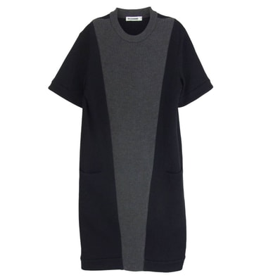 JIL SANDER ジルサンダー ニット JSWG710016 ニット切替 スウェット ワンピース トップス ブラック系 36【中古】