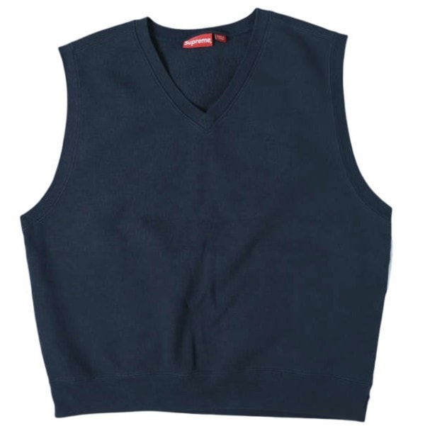 SUPREME シュプリーム 23SS カナダ製 Sweatshirt Vest 裏起毛 スウェットシャツベスト L NAVY Vネック トップス g28192