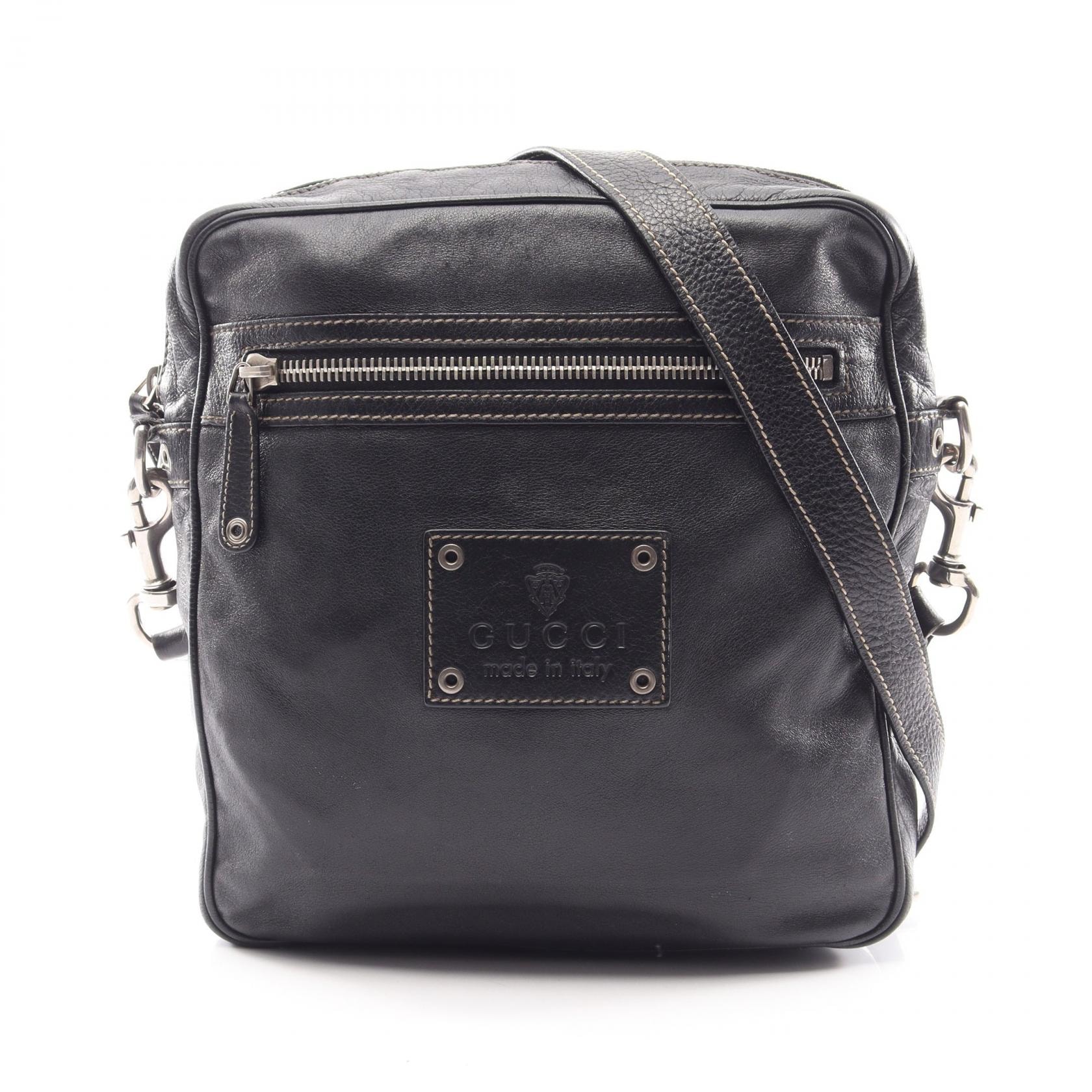 グッチ GUCCI クレスト ショルダーバッグ バッグ レザー レディース ブラック系 201451 【中古】