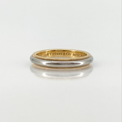 TIFFANY&Co.(ティファニー) トゥギャザー ミルグレイン バンド リング コンビネーション Pt950/Au750 #16号 リング・指輪 6.42g シルバー×ゴールド