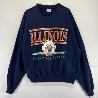 古着 80's/80年代 ヘインズ Hanes USA製 スウェット カレッジロゴ プリント トレーナー クルーネック 2XL ネイビー系 メンズ