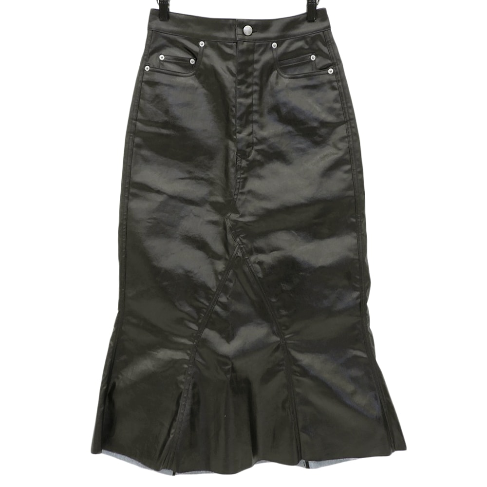 リックオウエンス 美品 デニム Aライン ロング スカート レディース ブラック 40 RP01C5349-SLQ 40