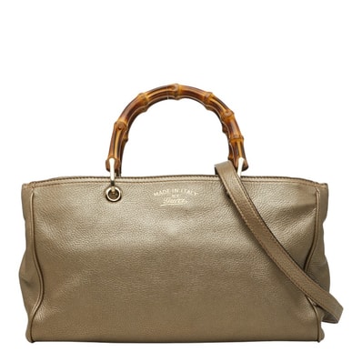 グッチ バンブー ハンドバッグ ショルダーバッグ 2WAY 323660 ゴールド ブラウン系 レザー レディース GUCCI 【中古】