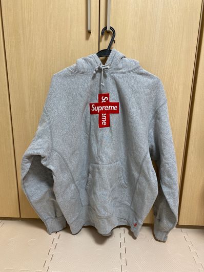 Supreme Cross Box Logo Hooded Sweatshirt "Grey"