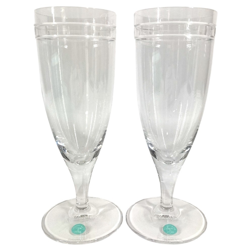 ティファニー TIFFANY&Co. アトラス ピルスナー シャンパングラス 2客 セット ペア 食器 インテリア グラス ガラス クリア 未使用