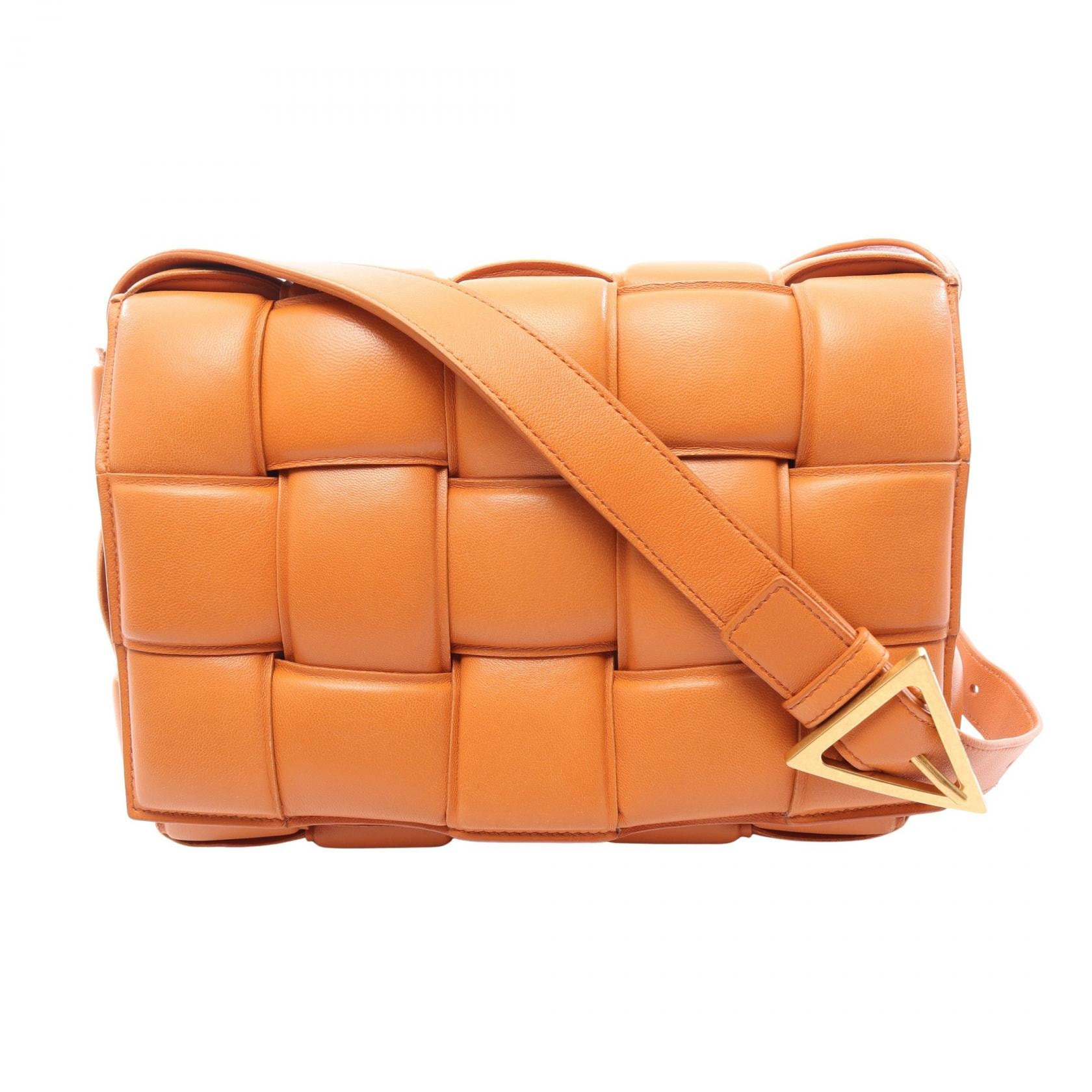 ボッテガヴェネタ BOTTEGA VENETA パデット カセット イントレチャート ショルダーバッグ バッグ レザー レディース オレンジ系 【中古】
