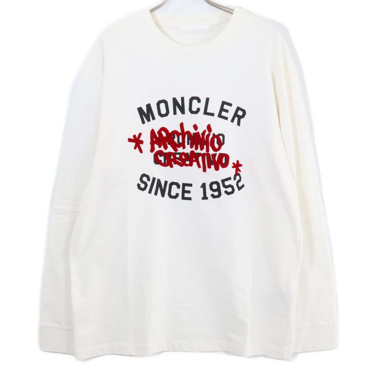 モンクレール 23年 T-SHIRT LS ロゴプリント×ベロア ロンT L