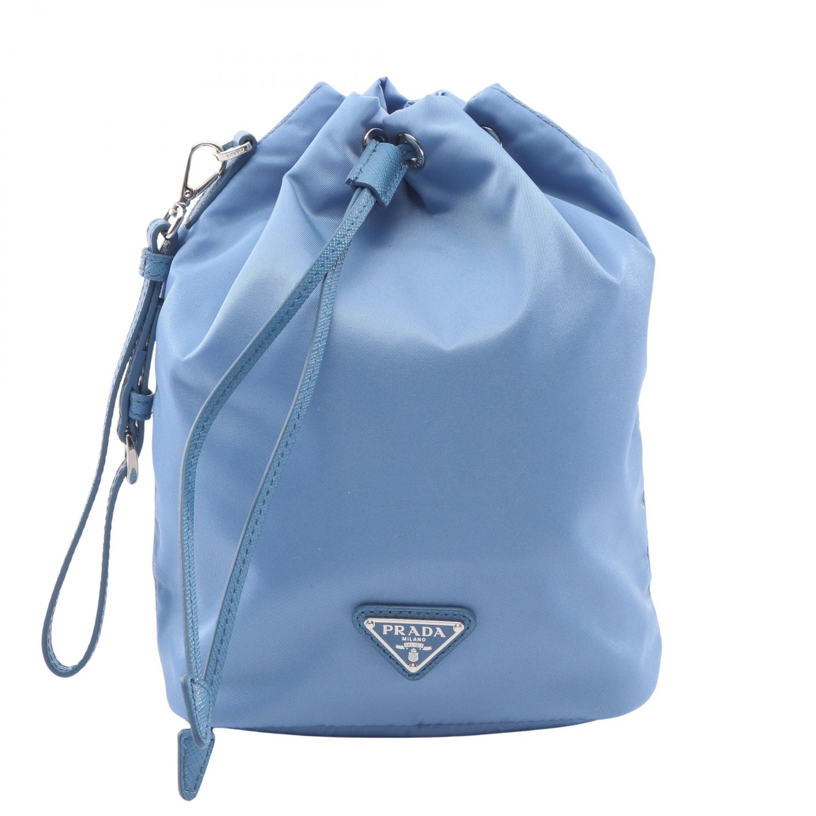 プラダ PRADA Re-Nylon VELA ポーチ バッグ ナイロン サフィアーノレザー レディース ブルー系 1NS369 【中古】