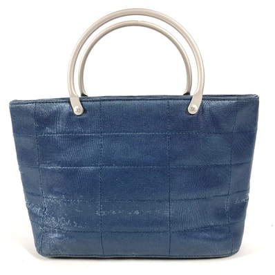 シャネル CHANEL メタルハンドル CC ココマーク ロゴ カバン トートバッグ ミニバッグ ハンドバッグ ナイロンキャンバス ブルー