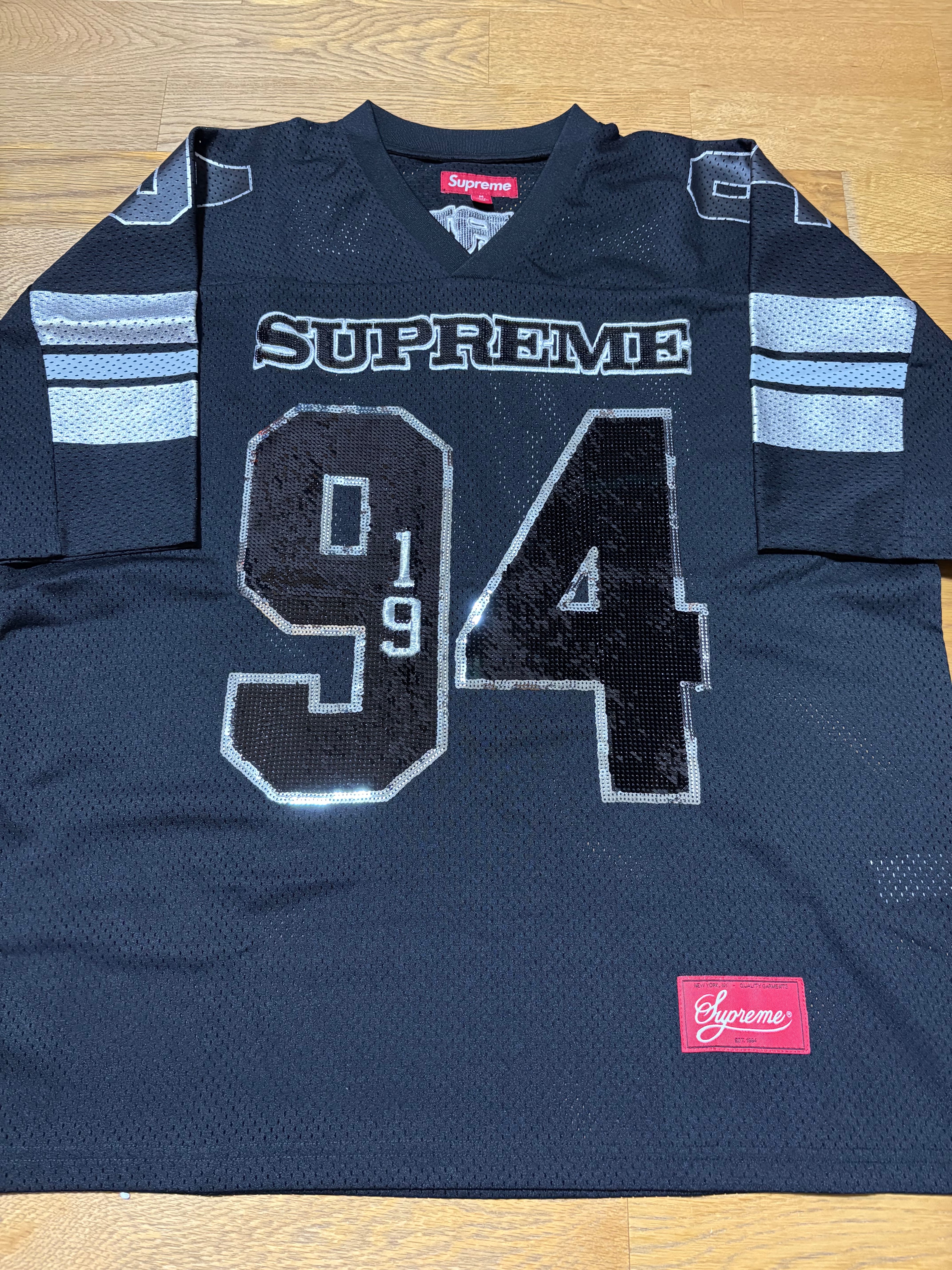 Supreme Sequin Football Jersey "Black"