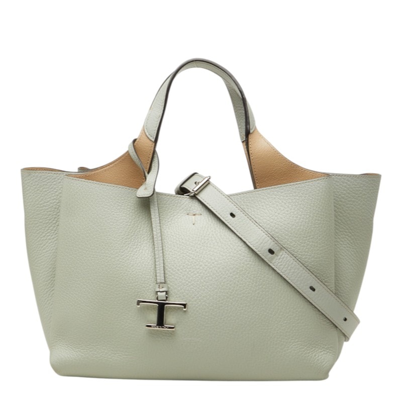 トッズ ハンドバッグ 2WAY ショルダーバッグ ライトグリーン レザー レディース TOD’S 中古