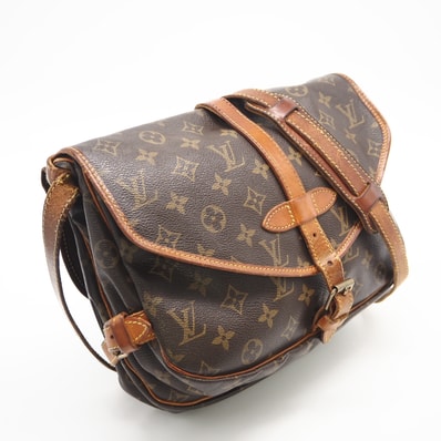 LOUIS VUITTON ルイ・ヴィトン モノグラム ソミュール30 M42256 ショルダーバッグ ブラウン コーティングキャンバス レザー レディース