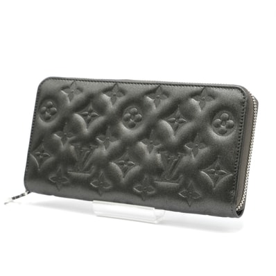 LOUIS VUITTON(ルイ・ヴィトン)ジッピー・ウォレット クッサン 長財布 ラウンドファスナー モノグラム エンボス ブラック レザー シルバー金具 レディース【中古】