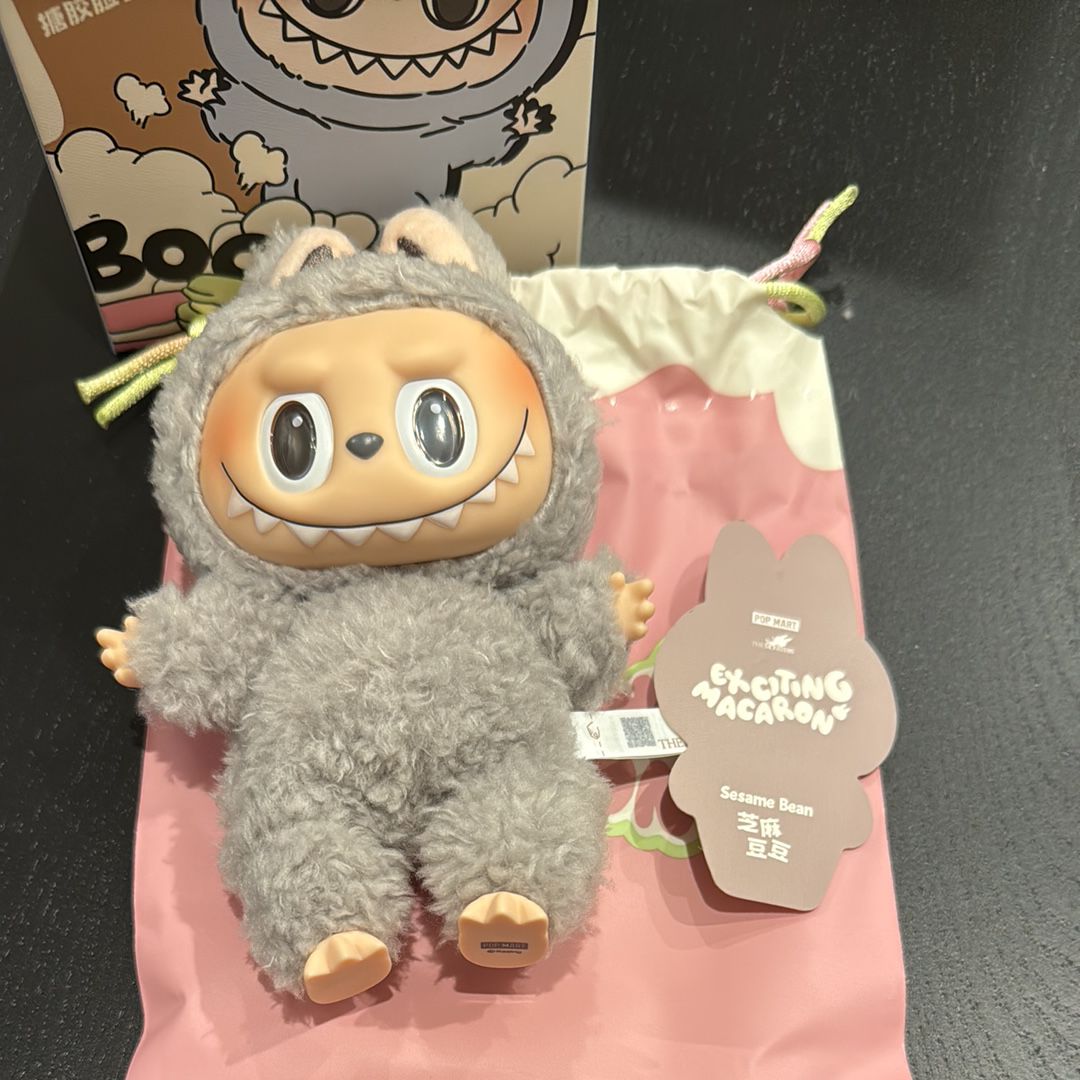 POP MART THE MONSTERS (LABUBU) Exciting Macaron Plush Series SESAME BEAN