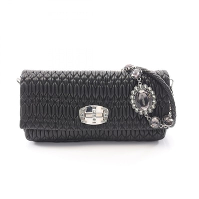 ミュウ ミュウ Miu Miu NAPPA CRYSTAL マテラッセ 2WAY ショルダーバッグ バッグ レザー レディース ブラック系 RP0233 【中古】